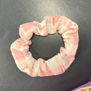 Pink Check Flannelette Scrunchie